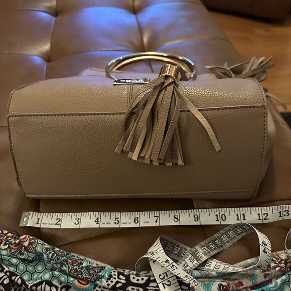 Bebe Leather Metal Handled Handbag Tassel Purse - Picture 5 of 10